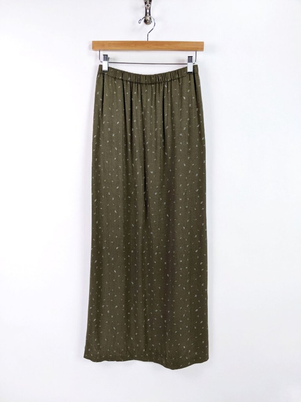 Melrose and Market Womens Floral Print Maxi Rayon Skirt in Olive Green Size XS